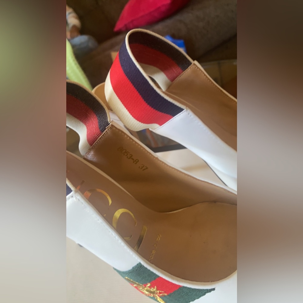 Gucci Gold Bee sling back heels